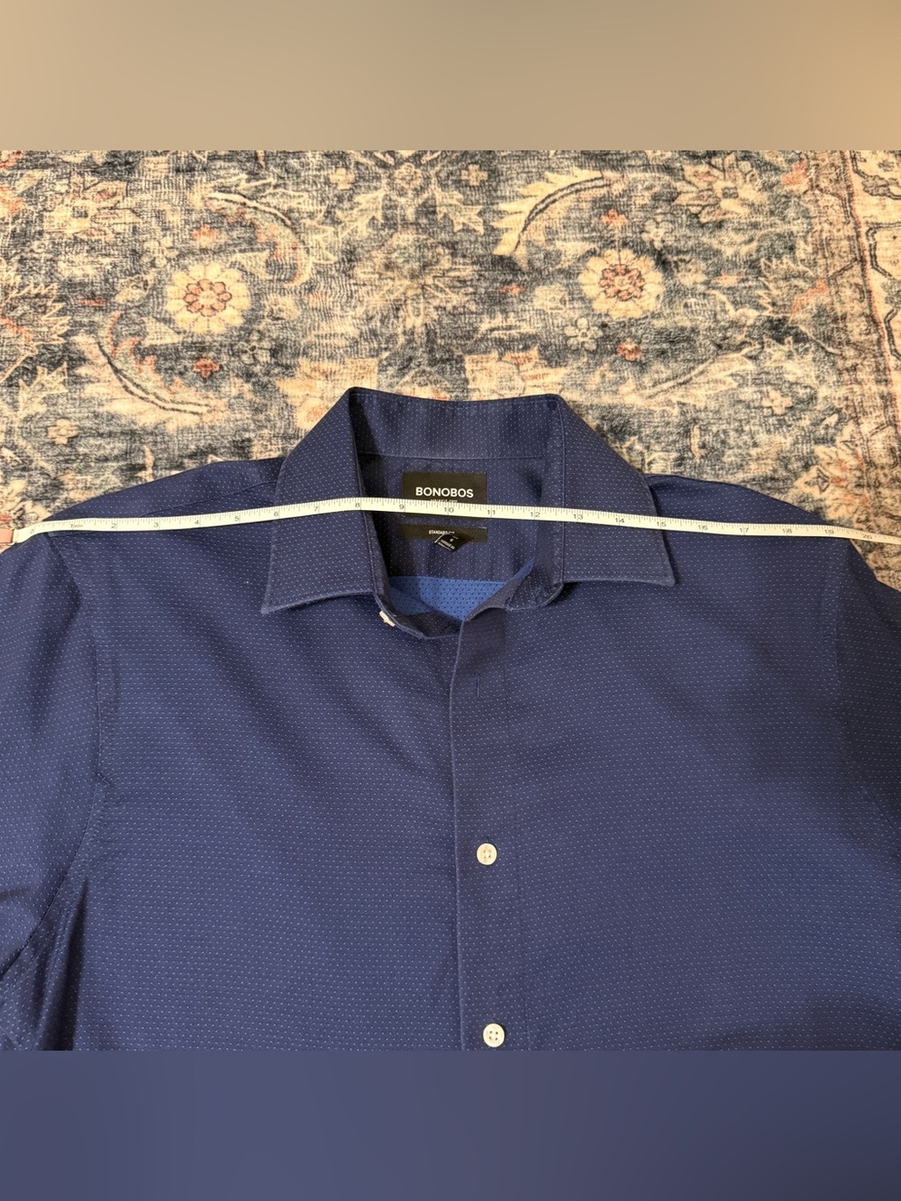 🦕Bonobos| Wrinkle-Free Standard Fit Blue Micro Dot Button Down Shirt Men’s Large - Picture 8 of 9